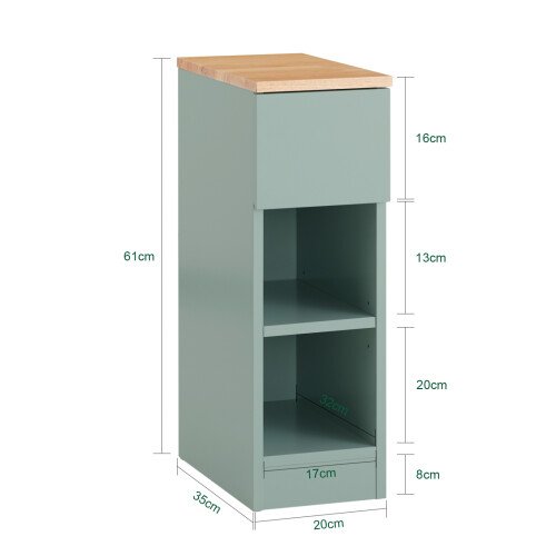 SoBuy Green Bedside Table with Drawer & Shelf 2