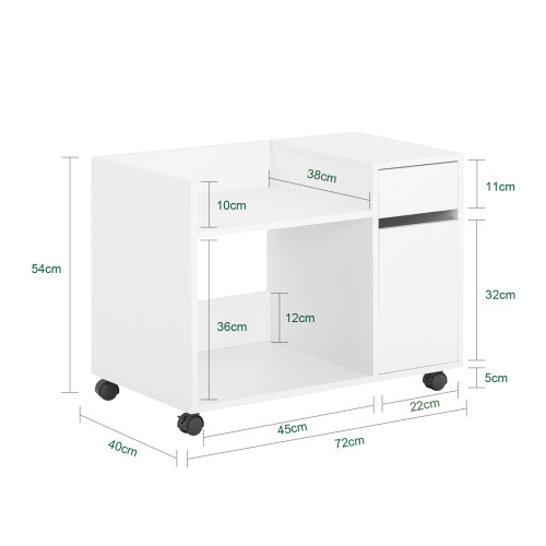 SoBuy Printer Stand Mobile Storage White 2