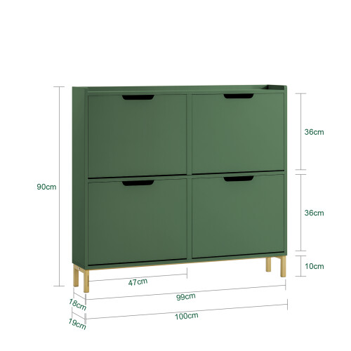 SoBuy Meuble à Chaussures 4 Abattants Vert 2
