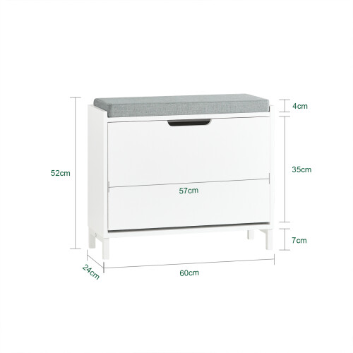 SoBuy Shoe Bench Flip-Drawer 60cm White 2