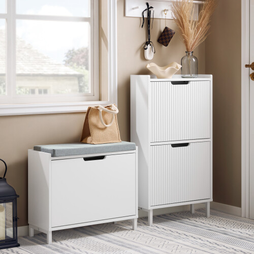 SoBuy Shoe Bench Flip-Drawer 60cm White 1