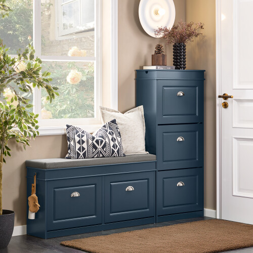 SoBuy Blue Shoe Bench with Seat & Storage 1