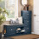 SoBuy Blue Shoe Bench with Seat & Storage 8