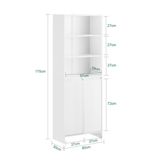 SoBuy Ψηλό Ντουλάπι Μπάνιου Λευκό 60x30x170cm 2
