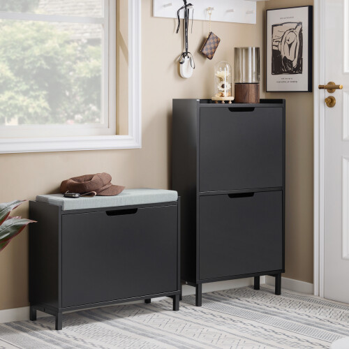 SoBuy Shoe Bench Flip-Drawer 60cm Black 1
