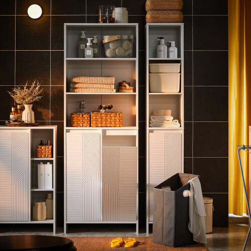 SoBuy Ψηλό Ντουλάπι Μπάνιου Λευκό 60x30x170cm 1