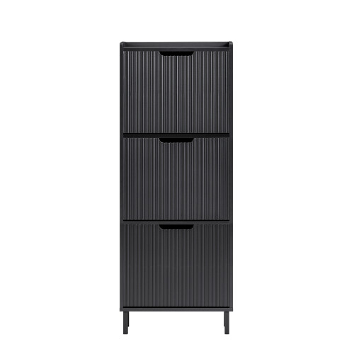 SoBuy Ντουλάπι Παπουτσιών 3 Ραφιών Μαύρο 50x19x130cm