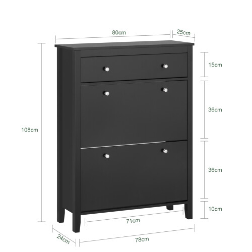 SoBuy Shoe Cabinet Storage Black 80x25x108cm 2