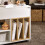 SoBuy White Mobile Storage Cabinet with Wheels 11