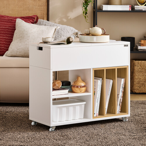 SoBuy White Mobile Storage Cabinet with Wheels 1