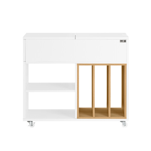 SoBuy White Mobile Storage Cabinet with Wheels