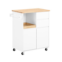SoBuy Wózek kuchenny z blatem roboczym biały 72x84x40 cm
