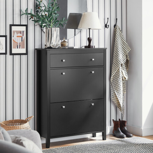 SoBuy Shoe Cabinet Storage Black 80x25x108cm 1