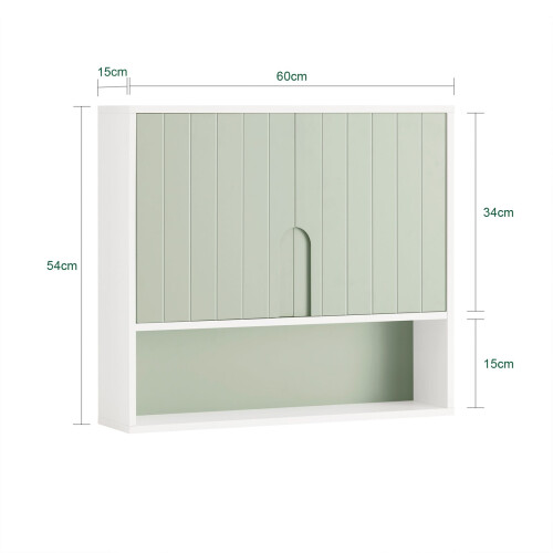 SoBuy Επίτοιχο Ντουλάπι Πράσινο 60x15x54cm 3 Ράφια 2