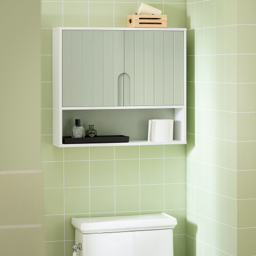 SoBuy Επίτοιχο Ντουλάπι Πράσινο 60x15x54cm 3 Ράφια 1
