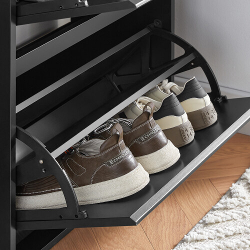 SoBuy Meuble à Chaussures 3 Abattants Noir 2