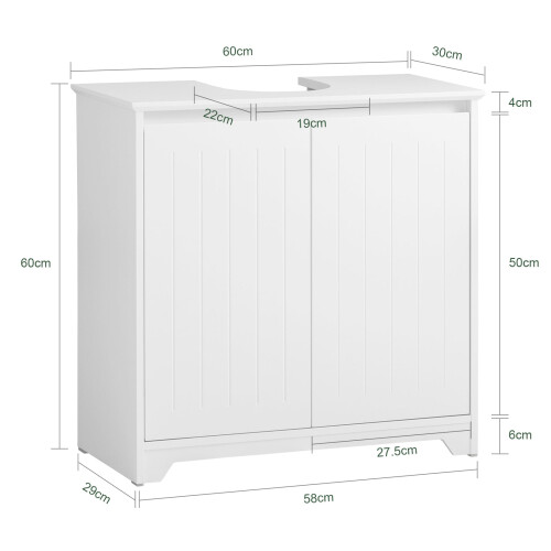 SoBuy Håndvaskskab med 2 døre Hvid 60x30x60cm 2
