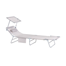 SoBuy Sun Lounger Adjustable Shade Beige
