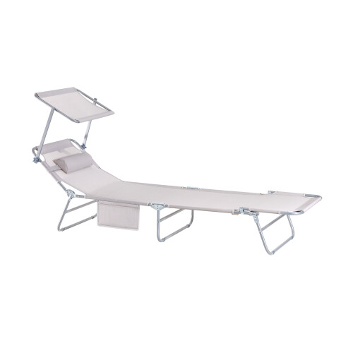 SoBuy Sun Lounger Adjustable Shade Beige