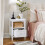 SoBuy White Bedside Table with Drawer, 45x35x60cm 11