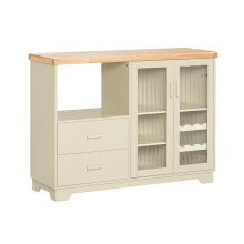 Buffet SoBuy, 2 uși sticlă, spațiu microonde, 120x40x90cm