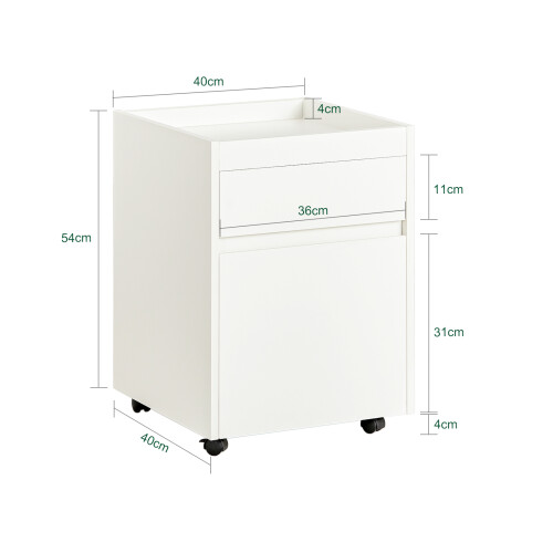 SoBuy File Cabinet Mobile White 40x40x54cm 2