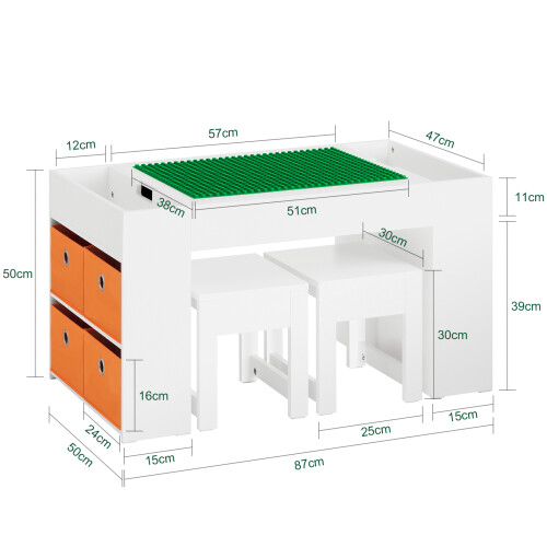 SoBuy Tavolo Bambini con 2 Sgabelli e Blocchi 2