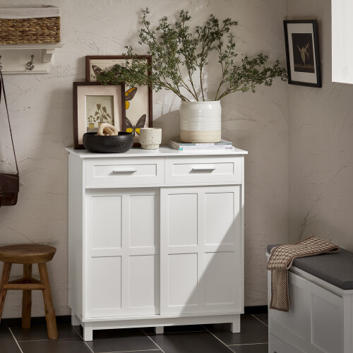 SoBuy κονσόλα FSB84-W λευκή με συρτάρες 80x40x85cm 1