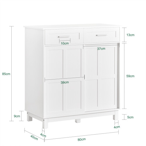 SoBuy κονσόλα FSB84-W λευκή με συρτάρες 80x40x85cm 2