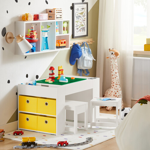 SoBuy Tavolo Bambini con 2 Sgabelli e Blocchi 1
