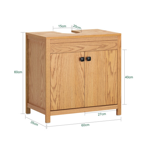 SoBuy Ντουλάπι Μπάνιου BZR98-N Φυσικό Ξύλο 60x35x60cm 1
