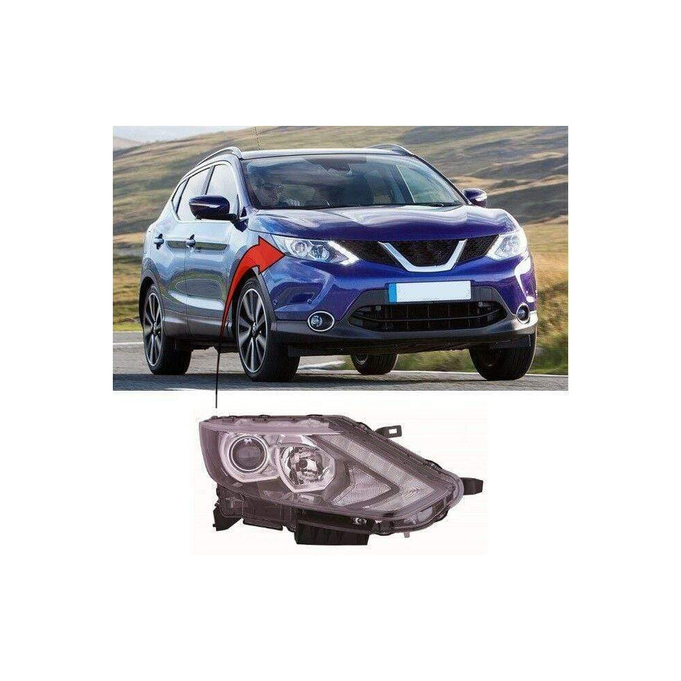 Headlamp Headlight W/ Drl No Motor Type Right For Nissan Qashqai 2014-2017 Black 7426938512072
