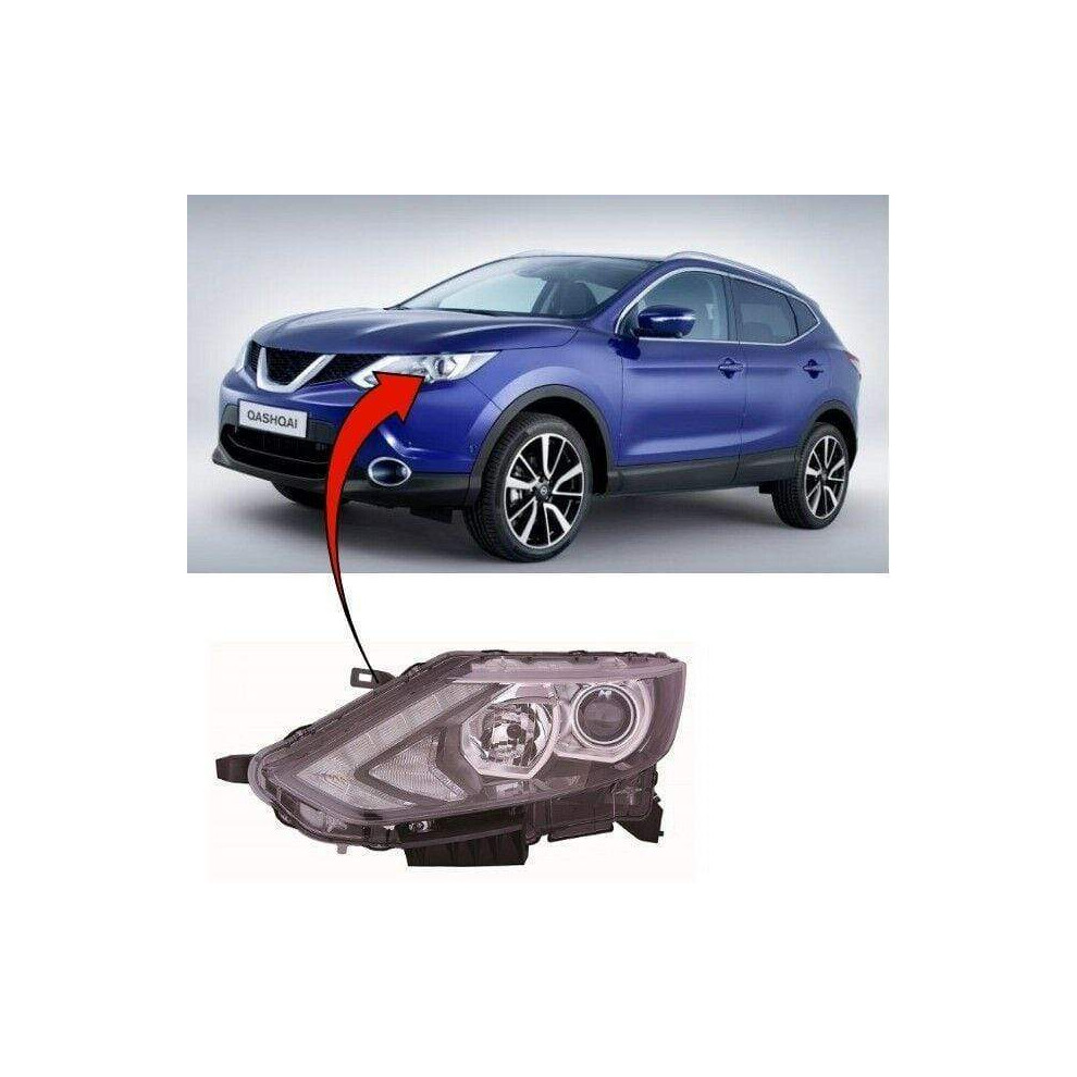Headlamp Headlight W/ Drl No Motor Type Left For Nissan Qashqai 2014-2017 Black 7426938512065