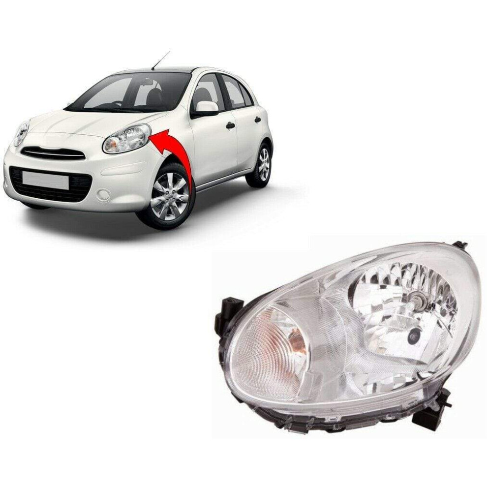 Headlight Headlamp Electric Manual Left Side N/S Fits Nissan Micra 2011-2013 New 7426938493999