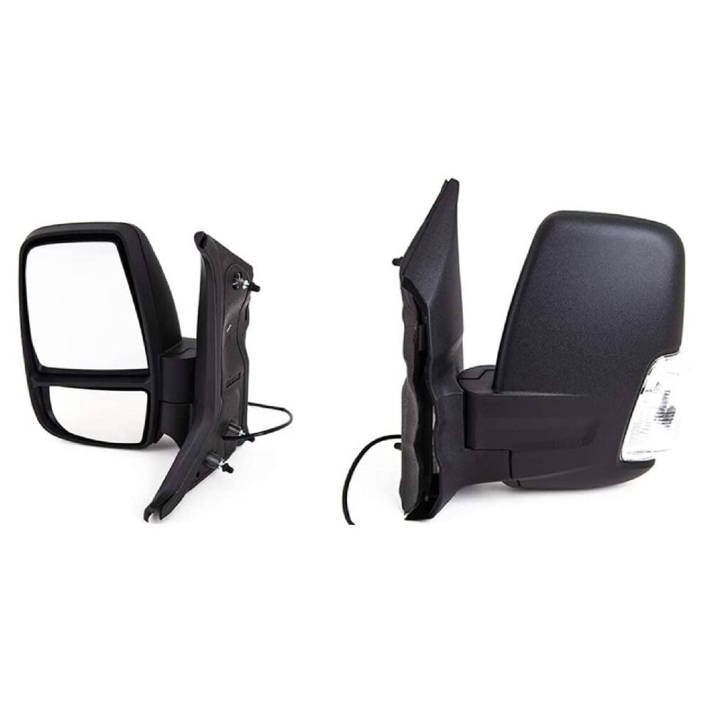 Door Wing Mirror Manual Clear Indicator Left N/S Ford Transit 2014- On New Black 7426860422210