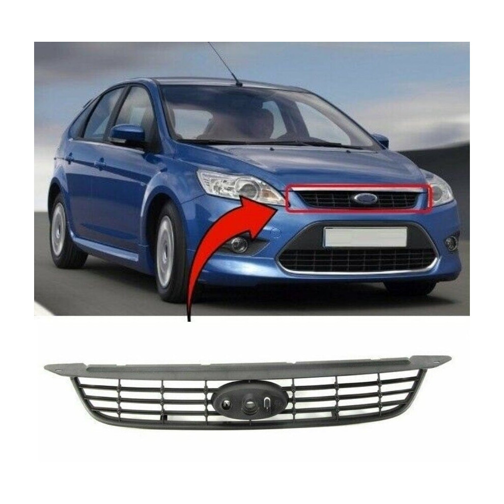 Tvp Trade Vehicle Parts.co.uk Front Grille Main Centre Black W/ Lock Mechanism Hole Ford Focus 2008-2012