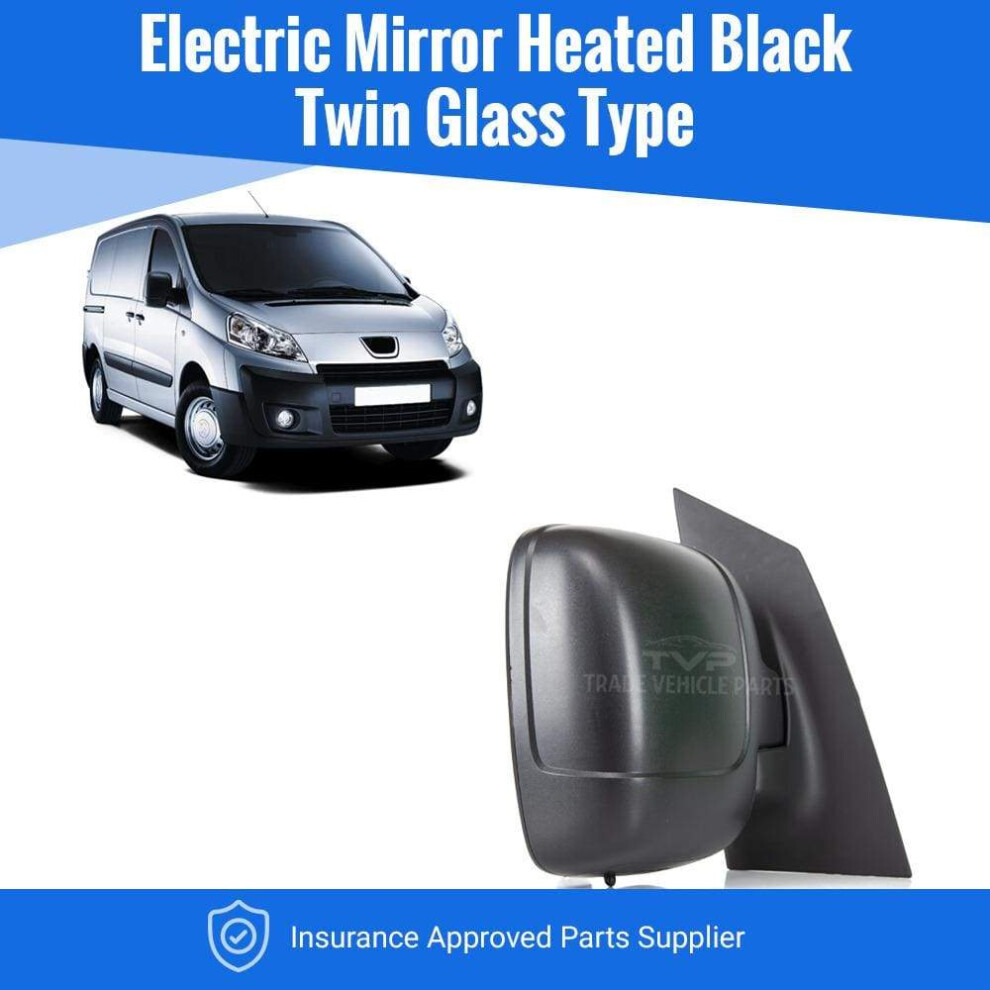 Tvp Trade Vehicle Parts.co.uk Black Door Wing Mirror Heated Electric Twin O/S Right Peugeot Expert 2007-2016