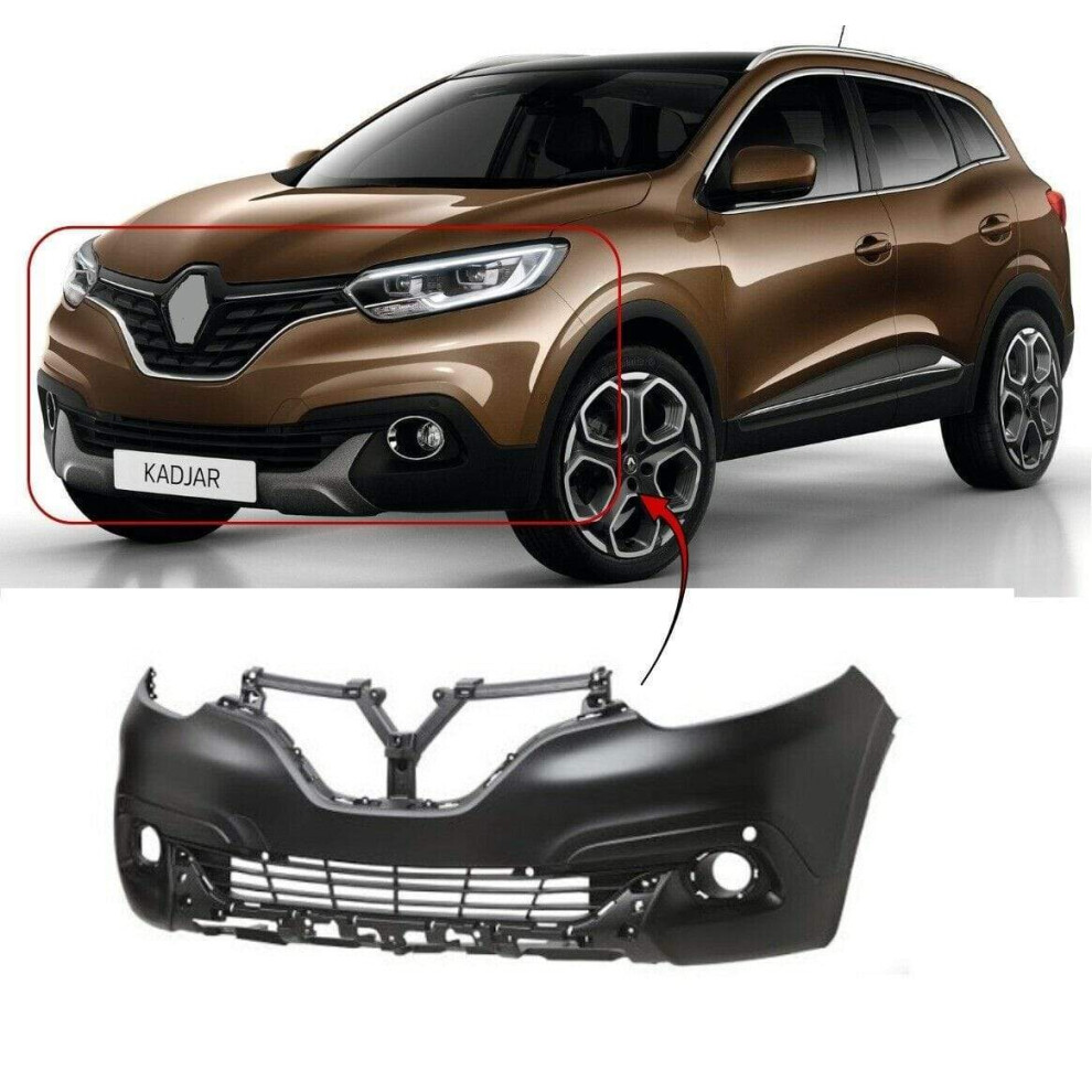 Fits Renault Kadjar 2015-2018 Front Bumper Primed With 6 Sensor Holes New - Image 3