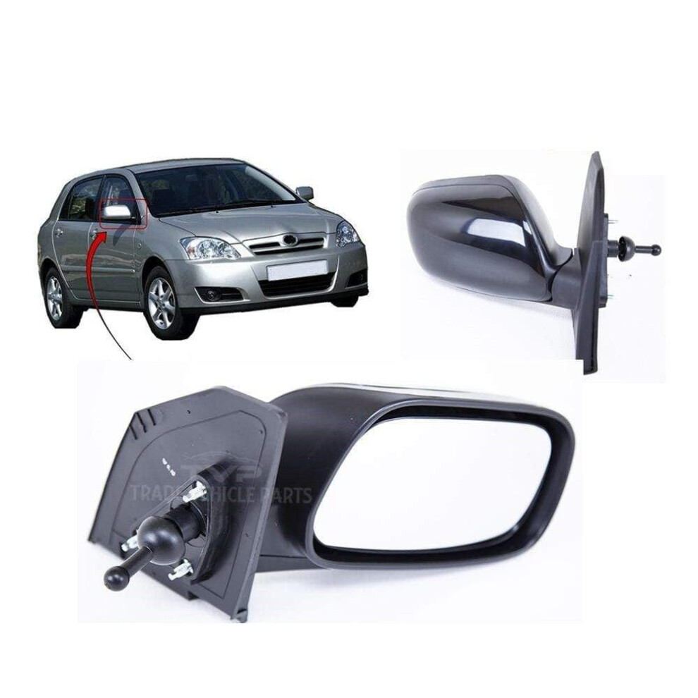 Door Wing Mirror Manual O/S Right Toyota Corolla 2002-2007 Brand New Black 7426860437122