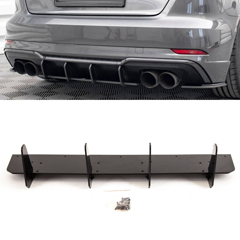 Fits Audi S3 8V Sportback 2016-2020 Rear Bumper Diffuser Spoiler Gloss Black 9145588450227
