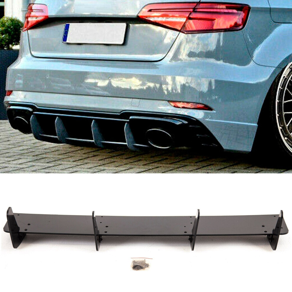 Rear Bumper Diffuser Spoiler Rs Style Gloss Audi Rs3 8V Hatchback 2017-20 Black 9145588450135