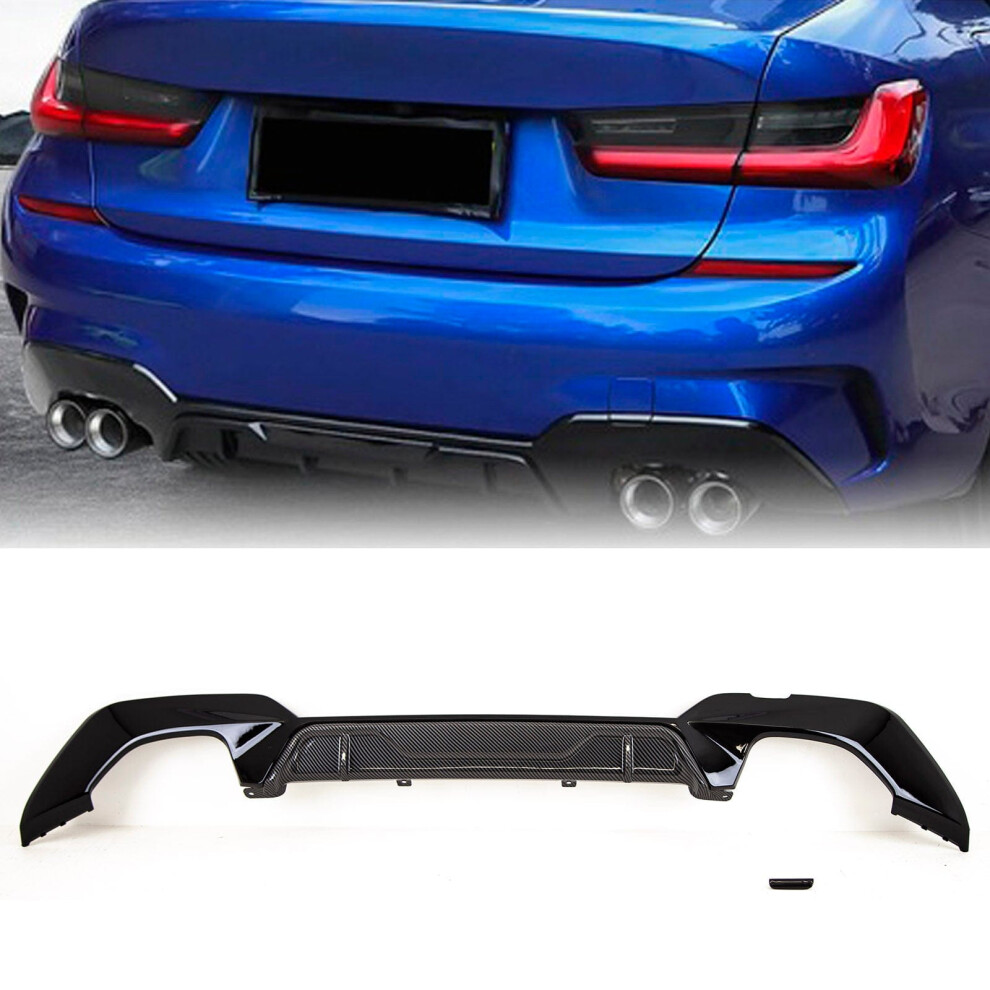 Rear Bumper Diffuser M Performance Style Gloss & Carbon Look Bmw G20 G21 Black 9145588451002