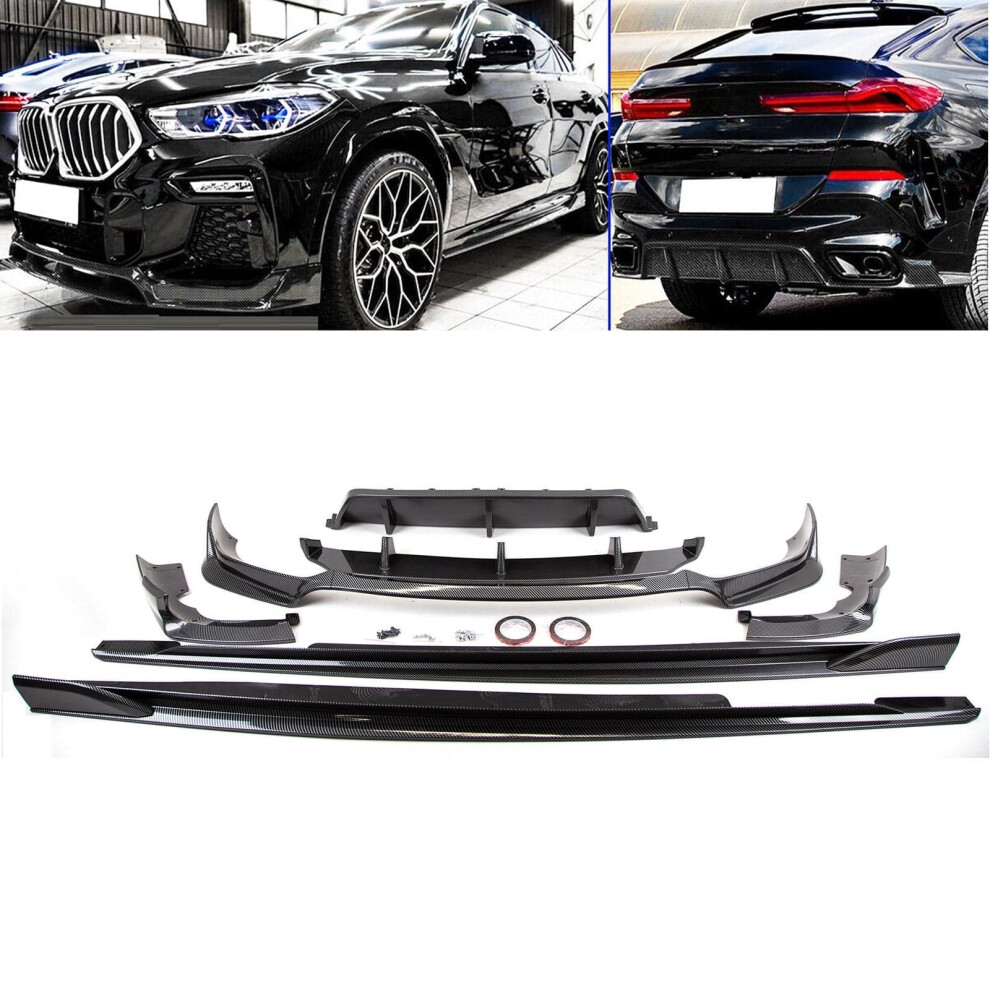 Aero Body Kit Front Splitter Rear Diffuser Side Skirts Carbon Look Bmw X6 G06 9145588450975