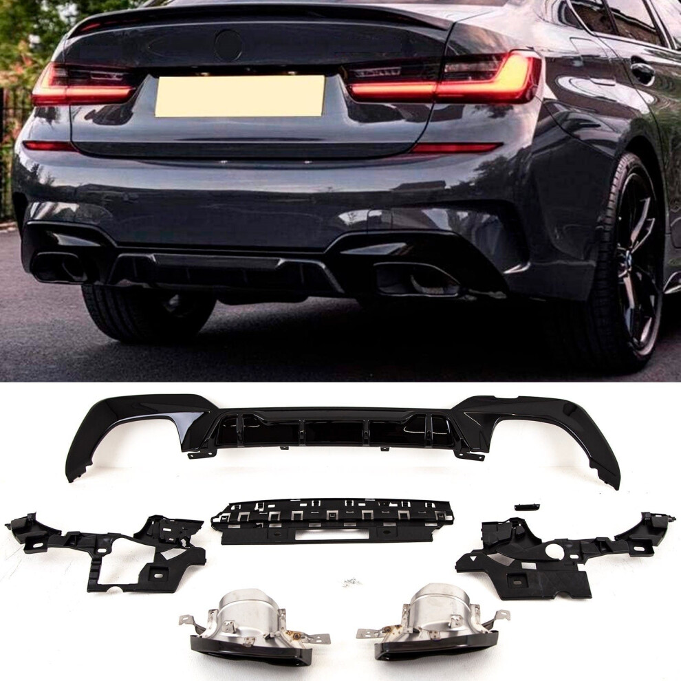 Fits Bmw 3 Series G20 G21 2019-2022 Rear Bumper Diffuser Spoiler Gloss Black 9145588451026