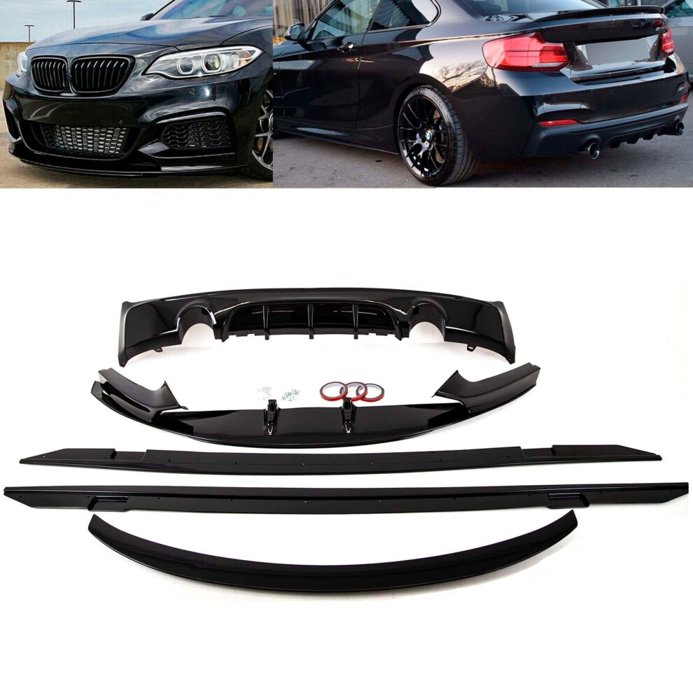Fits BMW F22 Bodykit Front Splitter Diffuser Skirts Gloss - Image 3