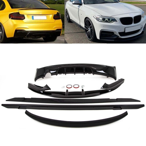 Fits BMW 2 Series F22 Aero Bodykit Front Splitter Rear Diffuser Boot Spoiler Side Skirts Gloss Black