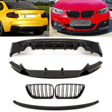 Fits BMW 2 Series F22 2014-2021 Aero Body Kit Front Splitter Rear Diffuser Dual Exhaust Kidney Grilles Boot Spoiler Gloss Black