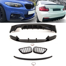 Fits BMW 2 Series F22 2014-2021 Aero Body Kit Front Splitter Rear Diffuser Twin Exhaust Kidney Grilles Boot Spoiler Gloss Black