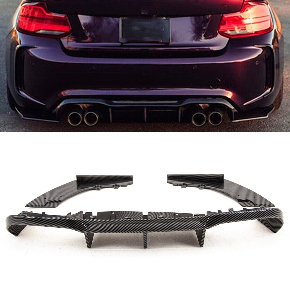 Fits Bmw M2 F87 M2c 2016-2021 Rear Bumper Diffuser Splitter Valance Spoiler Carbon Look