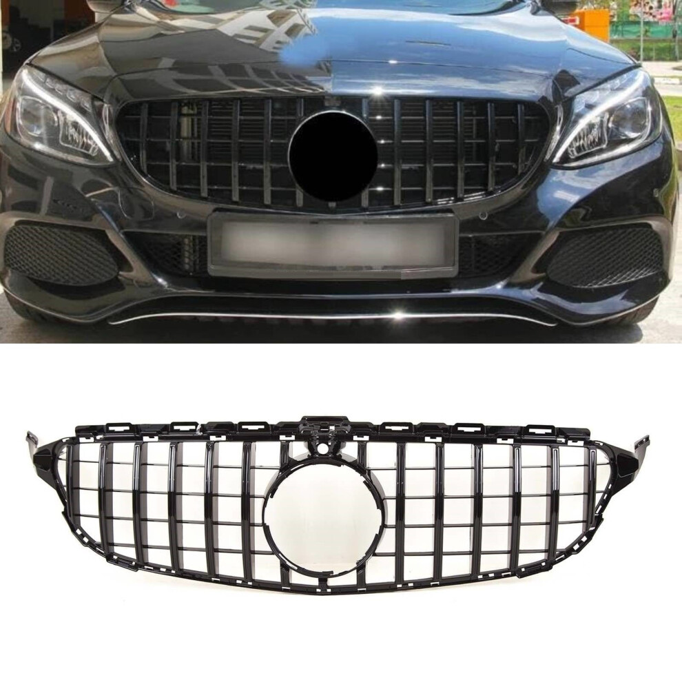 Front Grille Gloss Mercedes C Class W205 14-18 Amg Panamericana Gt Style Black 7426938452125